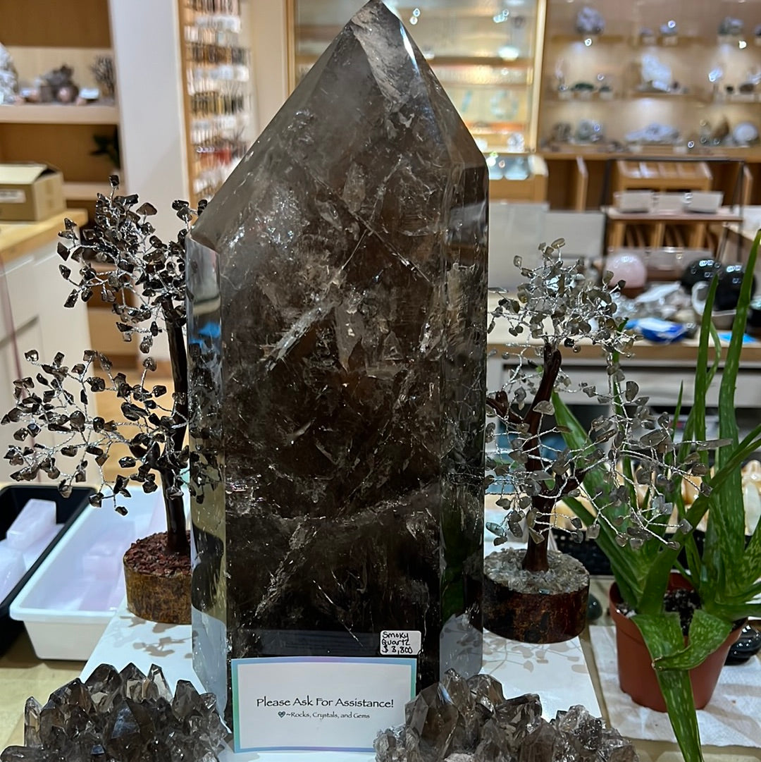 Crystal tower, smokey quartz tower, smoky quartz, smokey quartz, large crystal tower, big crystal, newest smoky quartz tower, black crystal,TA1068