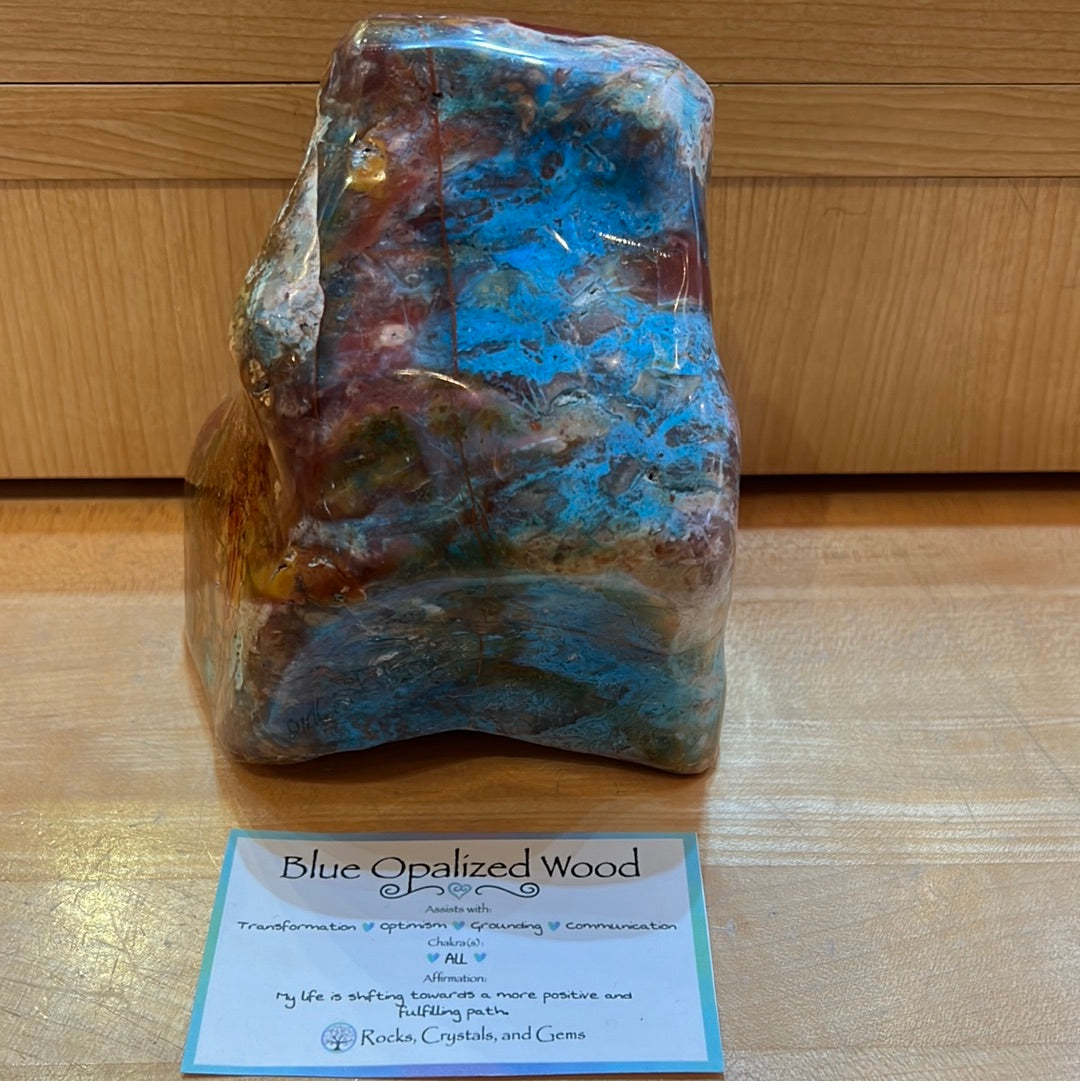 Blue opalized petrified wood good