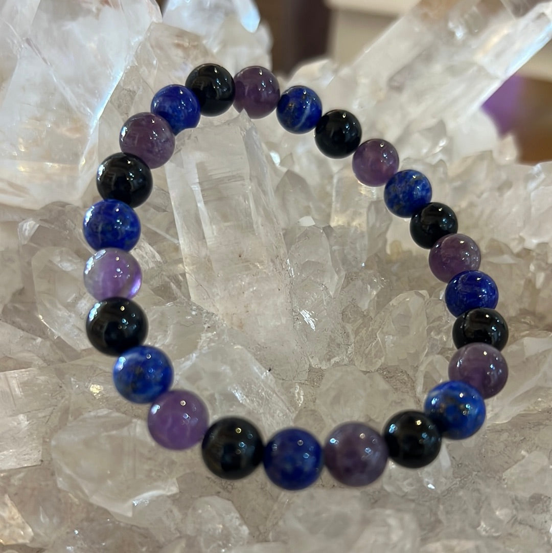 Amethyst, Black Tourmaline, Lapis