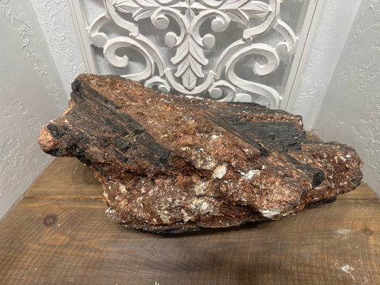 Large Black Tourmaline Chunk With Mica - Brazil